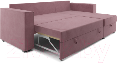 Диван угловой Mebel-Ars Рим (велюр пудра НВ-178 18)