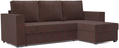 Диван угловой Mebel-Ars Рим (велюр молочный шоколад НВ-178 13) - фото