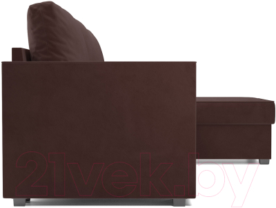Диван угловой Mebel-Ars Рим (велюр шоколад HB-178 16)