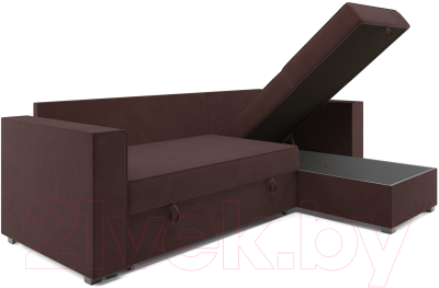 Диван угловой Mebel-Ars Рим (велюр шоколад HB-178 16)