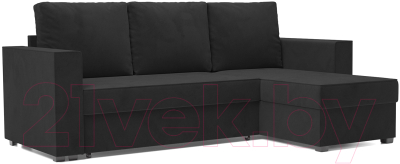 Диван угловой Mebel-Ars Рим (велюр черный НВ-178 17) - фото