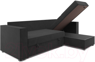 Диван угловой Mebel-Ars Рим (велюр черный НВ-178 17)