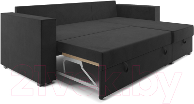 Диван угловой Mebel-Ars Рим (велюр черный НВ-178 17)