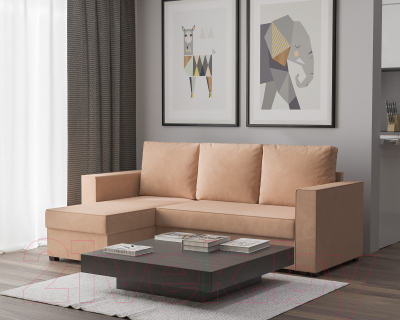 Диван угловой Mebel-Ars Рим (бежевый Luna 061)