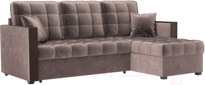 Диван угловой Mebel-Ars Техас (бархат серо-шоколадный/Star Velvet 60 Cofee) - фото