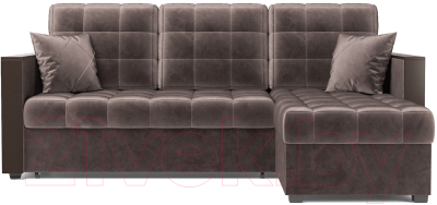 Диван угловой Mebel-Ars Техас (бархат серо-шоколадный/Star Velvet 60 Cofee)