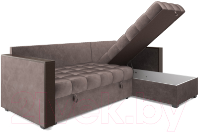 Диван угловой Mebel-Ars Техас (бархат серо-шоколадный/Star Velvet 60 Cofee)