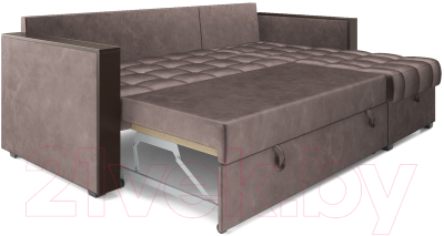 Диван угловой Mebel-Ars Техас (бархат серо-шоколадный/Star Velvet 60 Cofee)