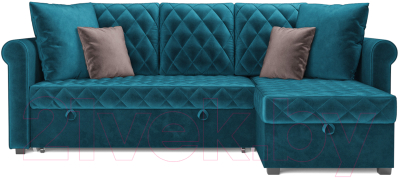 Диван угловой Mebel-Ars Берлин (бархат сине-зеленый/star velvet 43 black green)