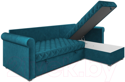 Диван угловой Mebel-Ars Берлин (бархат сине-зеленый/star velvet 43 black green)