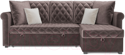 Диван угловой Mebel-Ars Берлин (бархат серо-шоколадный/star velvet 60 cofee)
