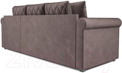 Диван угловой Mebel-Ars Берлин (бархат серо-шоколадный/star velvet 60 cofee)