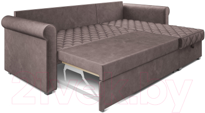 Диван угловой Mebel-Ars Берлин (бархат серо-шоколадный/star velvet 60 cofee)