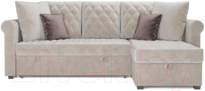 Диван угловой Mebel-Ars Берлин (бархат бежевый/star velvet 6 light beige)