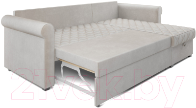 Диван угловой Mebel-Ars Берлин (бархат бежевый/star velvet 6 light beige)