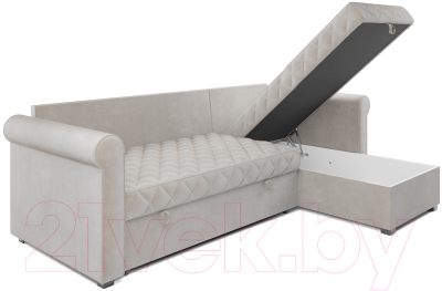 Диван угловой Mebel-Ars Берлин (бархат бежевый/star velvet 6 light beige)