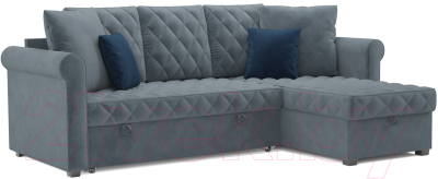 Диван угловой Mebel-Ars Берлин HB-178 26 (велюр серо-синий) - фото