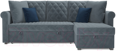 Диван угловой Mebel-Ars Берлин HB-178 26 (велюр серо-синий)