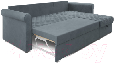 Диван угловой Mebel-Ars Берлин HB-178 26 (велюр серо-синий)