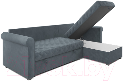 Диван угловой Mebel-Ars Берлин HB-178 26 (велюр серо-синий)