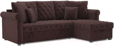 Диван угловой Mebel-Ars Берлин HB-178 16 (велюр шоколад) - фото