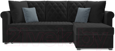Диван угловой Mebel-Ars Берлин НВ-178 17 (велюр черный)