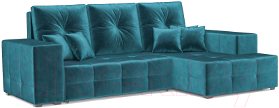 Диван угловой Mebel-Ars Монреаль правый (бархат сине-зеленый/Star Velvet 43 Black Green) - фото
