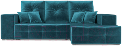 Диван угловой Mebel-Ars Монреаль правый (бархат сине-зеленый/Star Velvet 43 Black Green)
