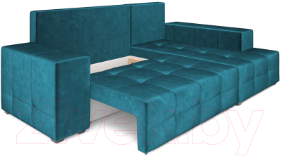 Диван угловой Mebel-Ars Монреаль правый (бархат сине-зеленый/Star Velvet 43 Black Green)