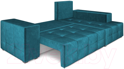 Диван угловой Mebel-Ars Монреаль правый (бархат сине-зеленый/Star Velvet 43 Black Green)