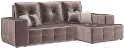 Диван угловой Mebel-Ars Монреаль правый (бархат серо-шоколадный/Star Velvet 60 Cofee) - фото