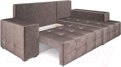 Диван угловой Mebel-Ars Монреаль правый (бархат серо-шоколадный/Star Velvet 60 Cofee)