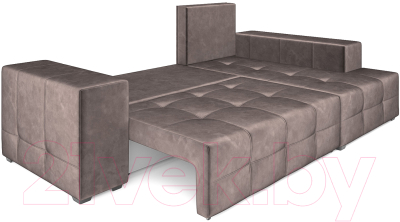 Диван угловой Mebel-Ars Монреаль правый (бархат серо-шоколадный/Star Velvet 60 Cofee)