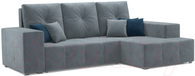 Диван угловой Mebel-Ars Монреаль правый (велюр серо-синий НВ-178/26) - фото