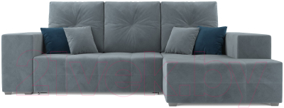 Диван угловой Mebel-Ars Монреаль правый (велюр серо-синий НВ-178/26)