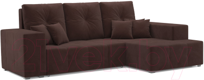 Диван угловой Mebel-Ars Монреаль правый (велюр шоколад НВ-178/16) - фото