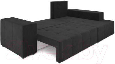 Диван угловой Mebel-Ars Монреаль правый (велюр черный НВ-178/17)