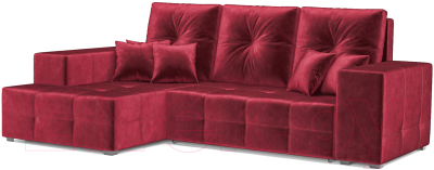 Диван угловой Mebel-Ars Монреаль левый (бархат красный/Star Velvet 3 Dark Red) - фото