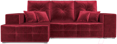 Диван угловой Mebel-Ars Монреаль левый (бархат красный/Star Velvet 3 Dark Red)