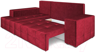Диван угловой Mebel-Ars Монреаль левый (бархат красный/Star Velvet 3 Dark Red)