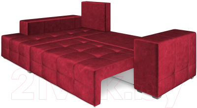 Диван угловой Mebel-Ars Монреаль левый (бархат красный/Star Velvet 3 Dark Red)