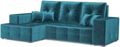 Диван угловой Mebel-Ars Монреаль левый (бархат сине-зеленый/Star Velvet 43 Black Green) - фото