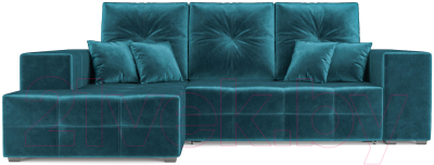Диван угловой Mebel-Ars Монреаль левый (бархат сине-зеленый/Star Velvet 43 Black Green)