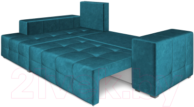 Диван угловой Mebel-Ars Монреаль левый (бархат сине-зеленый/Star Velvet 43 Black Green)