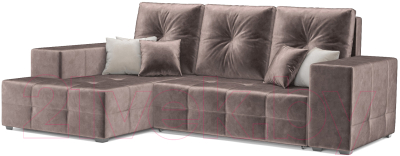 Диван угловой Mebel-Ars Монреаль левый (бархат серо-шоколадный/Star Velvet 60 Cofee) - фото