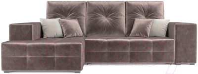 Диван угловой Mebel-Ars Монреаль левый (бархат серо-шоколадный/Star Velvet 60 Cofee)