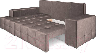 Диван угловой Mebel-Ars Монреаль левый (бархат серо-шоколадный/Star Velvet 60 Cofee)