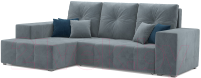 Диван угловой Mebel-Ars Монреаль левый (велюр серо-синий НВ-178/26) - фото