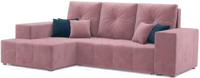 Диван угловой Mebel-Ars Монреаль левый (велюр пудра НВ-178/18) - фото