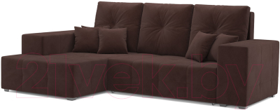 Диван угловой Mebel-Ars Монреаль левый (велюр шоколад НВ-178/16) - фото